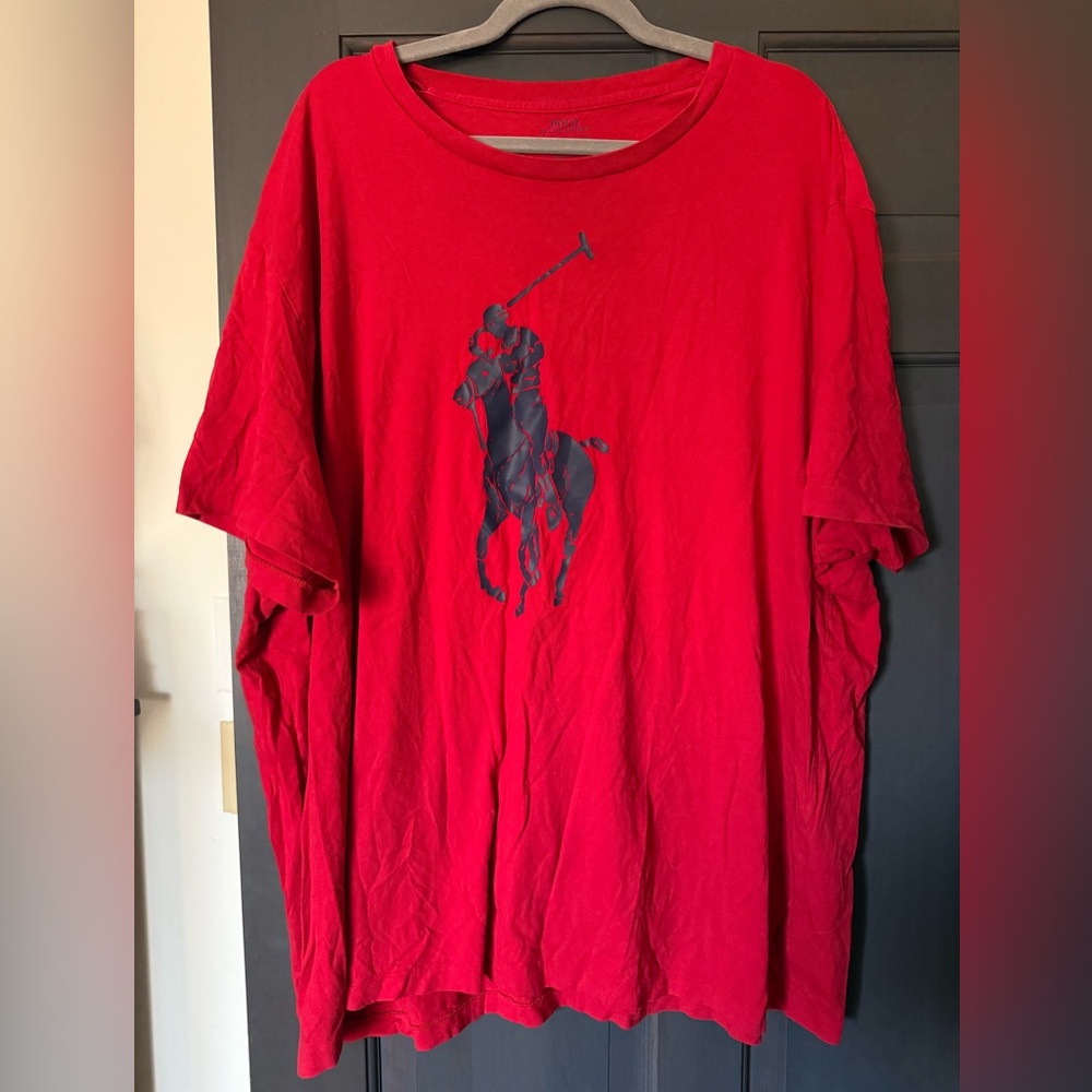 Polo Ralph Lauren Men's Red Shortsleeve T Shirt Large Logo Size 3XB Big Preppy